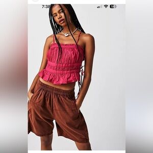 Free People Gabby Tube Top Punch Size Large NWT Ruffled Preppy Boho Beach‎